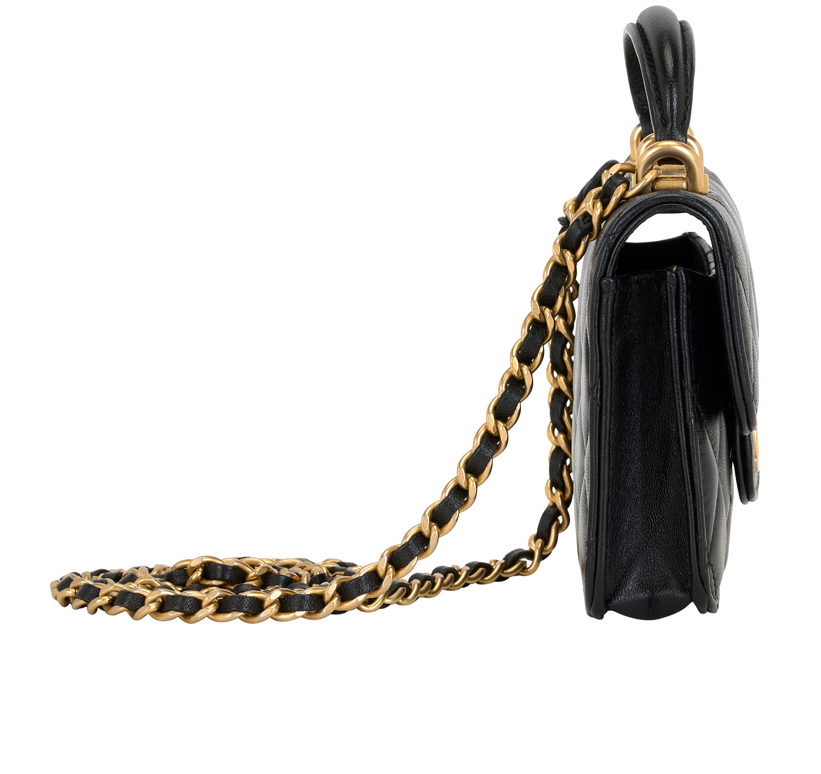 Mini Top Handle Flap, &pound;2,900, Handbags, Black, Lambskin Leather, Side view